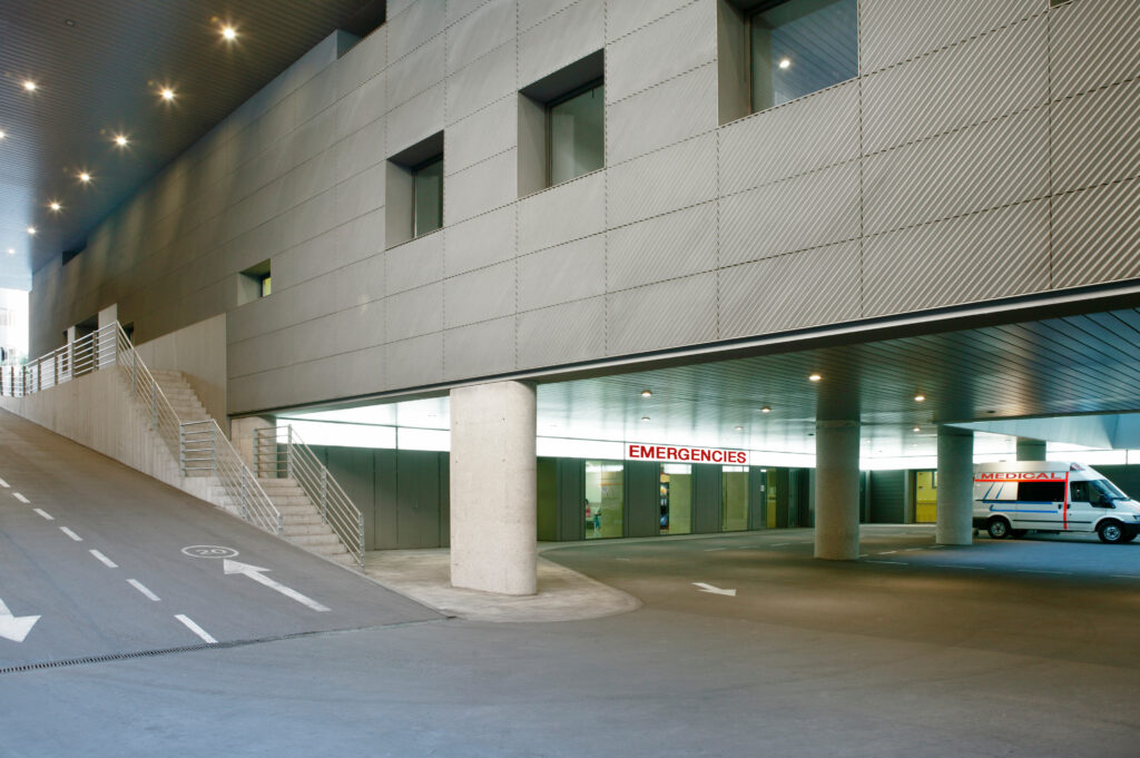 Hospital parking lot illustrating common challenges in healthcare visitor parking management.